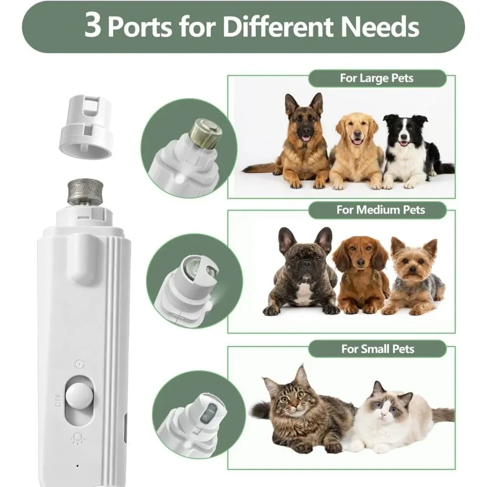 2-in-1 Pet Nail Clipper & Grinder with LED Lights USB Rechargeable Cats Dogs